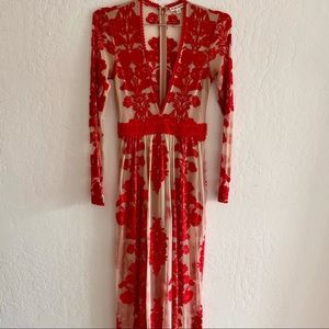 For Love and Lemons, Sheer Embroidered Maxi, size XS